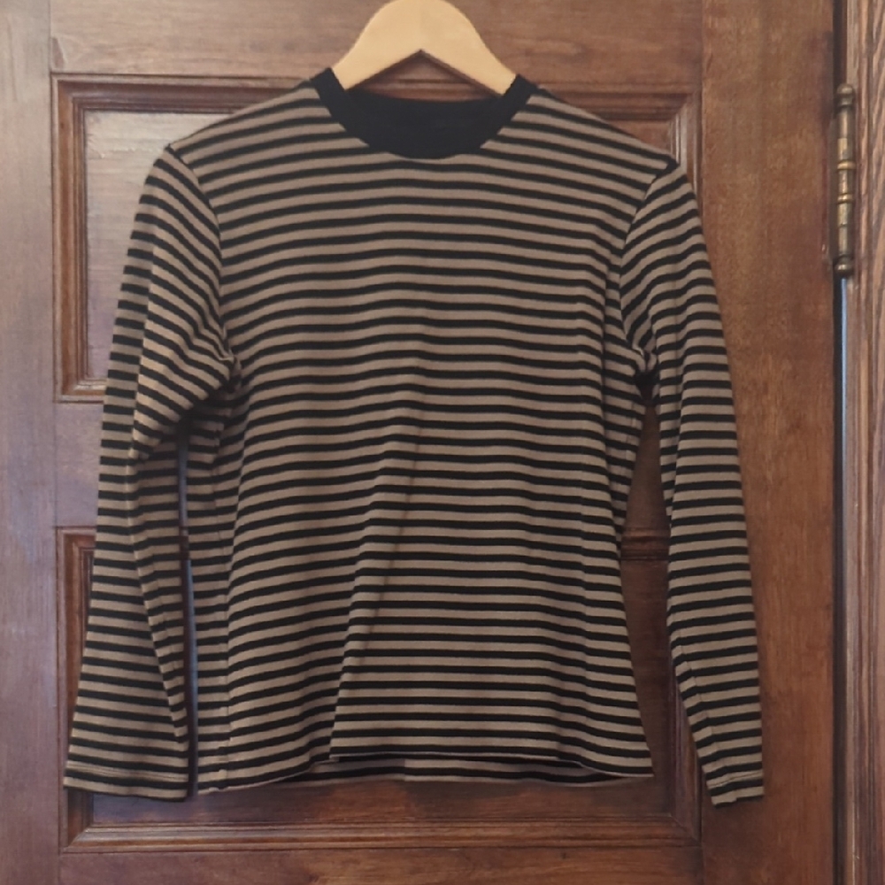 Muji Long sleeve Striped Top | Black And Brown | Size Small